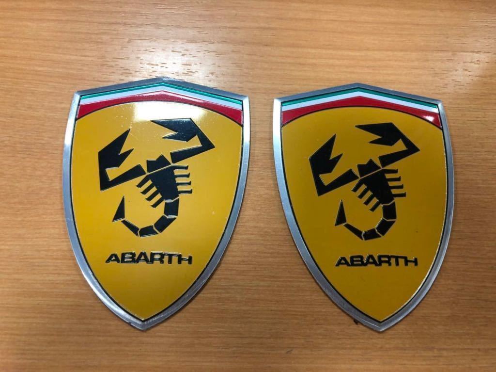 Abarth フェラーリ風 メタル調ウィングバッジ アバルト 595 500 124 プント punto Fiat フィアット ロゴ エンブレム ステッカー2個セット8_画像4