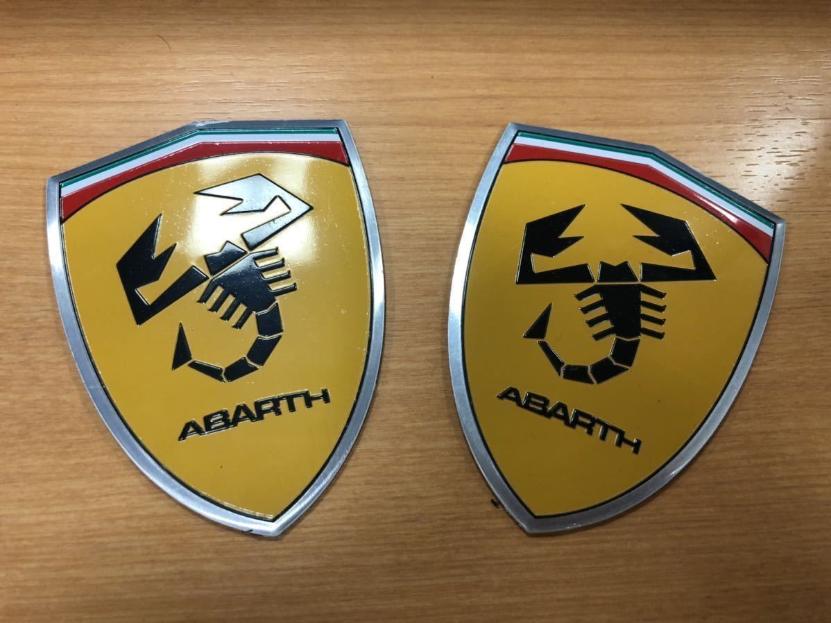 Abarth フェラーリ風 メタル調ウィングバッジ アバルト 595 500 124 プント punto Fiat フィアット ロゴ エンブレム ステッカー2個セット8_画像1