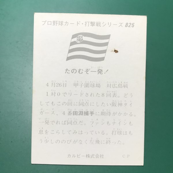 1975年　カルビー　プロ野球カード　75年　825番　阪神　田淵　　　　　【管理C03】_画像2