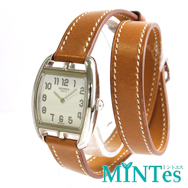 Hermes エルメス ケープコッド レディース腕時計 CC1.210 ホワイト×シルバー×ブラウン SS×レザー レディース 女性 ドレスウォッチ