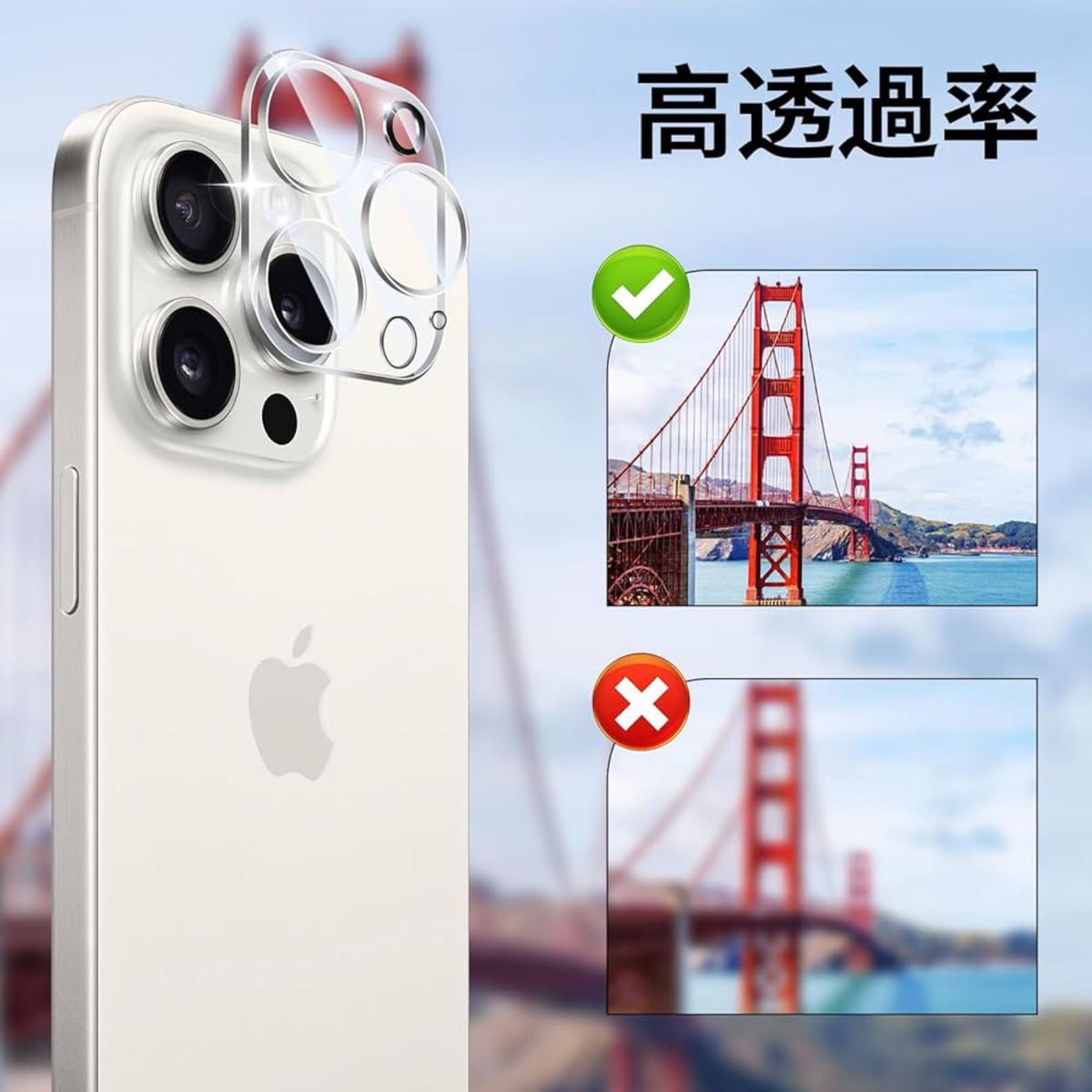 【覗き見防止】iPhone15 Proガラスフィルム（2枚）+カメラフィルム（2枚）強化ガラス 液晶保護フィルム 硬度9H 耐衝撃