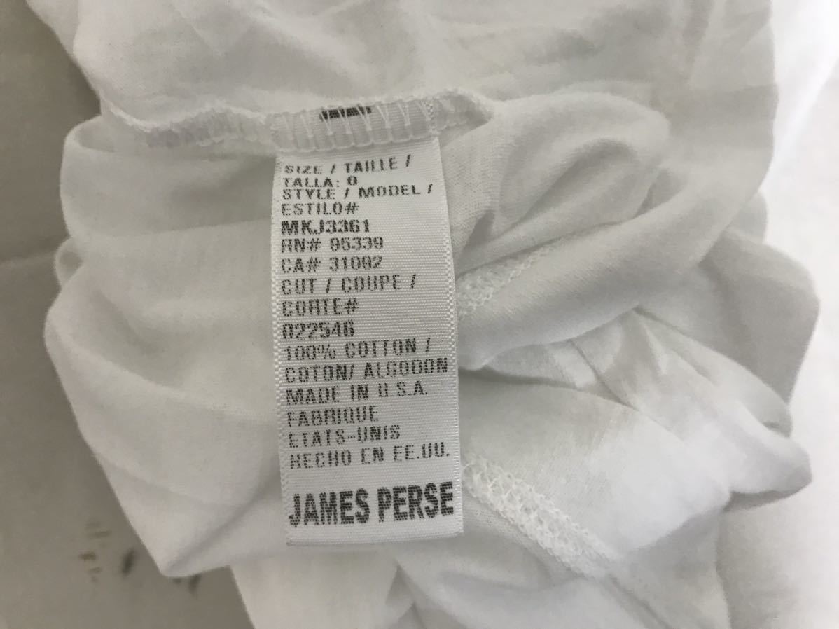 新品未使用本物ジェームスパースJAMES PERSEコットンVネック半袖Tシャツメンズサーフアメカジミリタリービジネス白ホワイト0XSアメリカ製_画像5