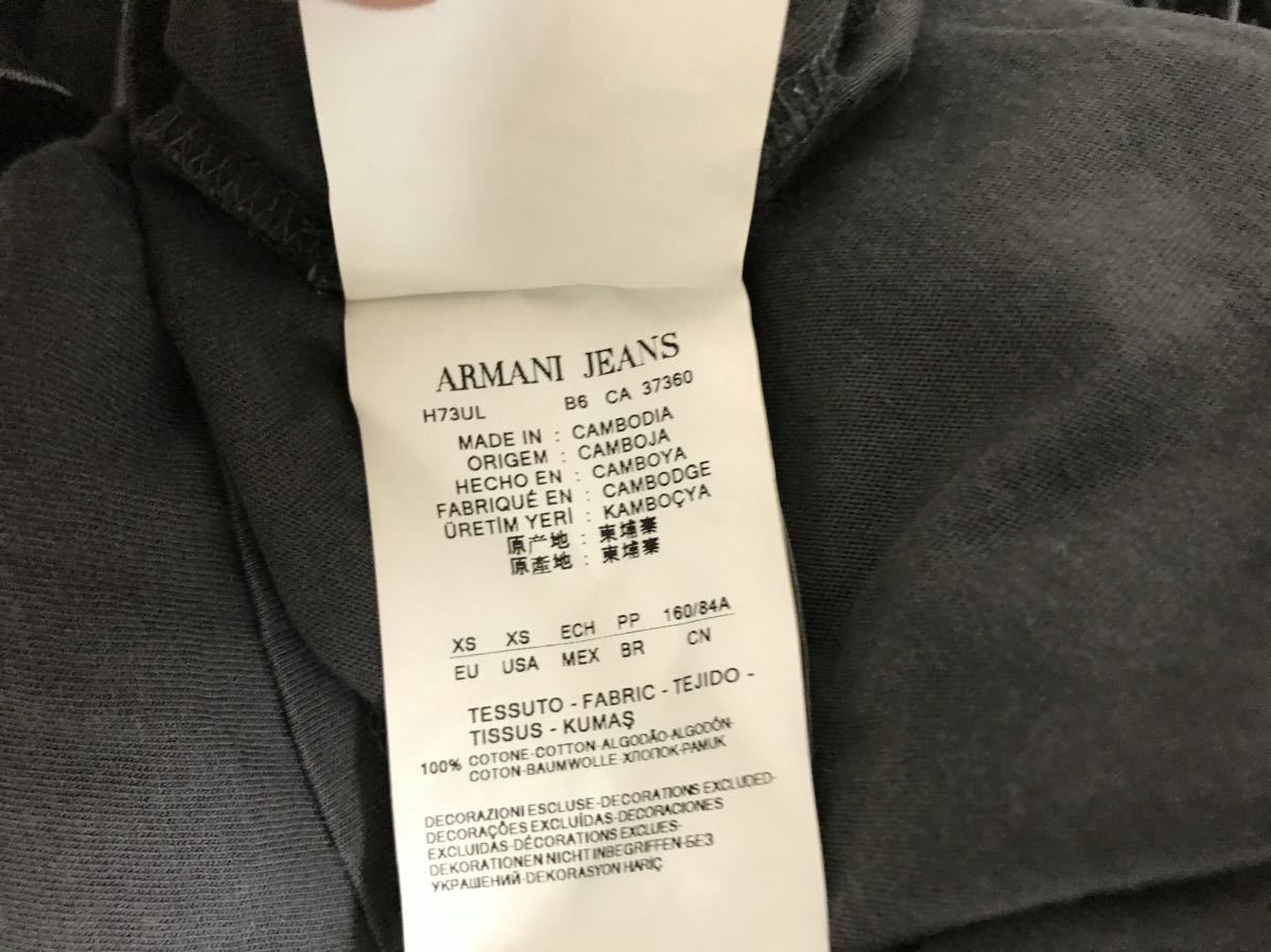 本物アルマーニジーンズARMANI JEANSコットンプリント半袖Tシャツメンズサーフアメカジミリタリービジネススーツ黒ブラックグレーXS_画像5