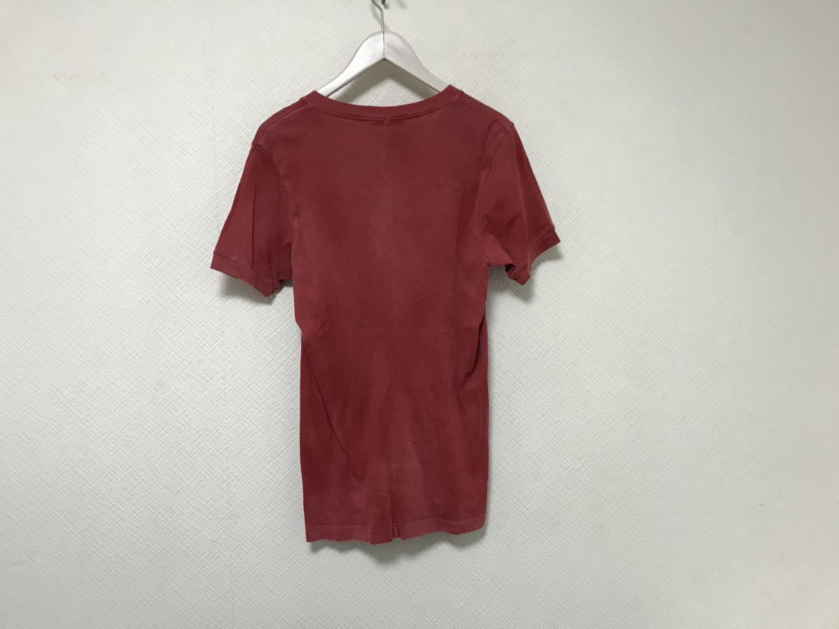 本物ショールSCHORLコットンVネックポケット半袖Tシャツメンズサーフアメカジミリタリービジネススーツ赤レッド後染め柄46日本製M_画像3