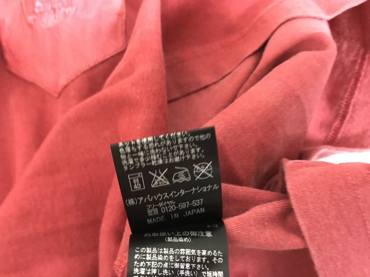 本物ショールSCHORLコットンVネックポケット半袖Tシャツメンズサーフアメカジミリタリービジネススーツ赤レッド後染め柄46日本製M_画像6
