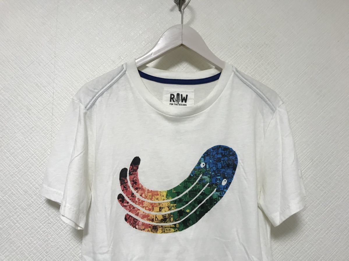 本物ジースターロウGSTAR RAW×Bionic Yamコットンプリント半袖TシャツメンズサーフアメカジミリタリーワークビジネススーツXS白ホワイト