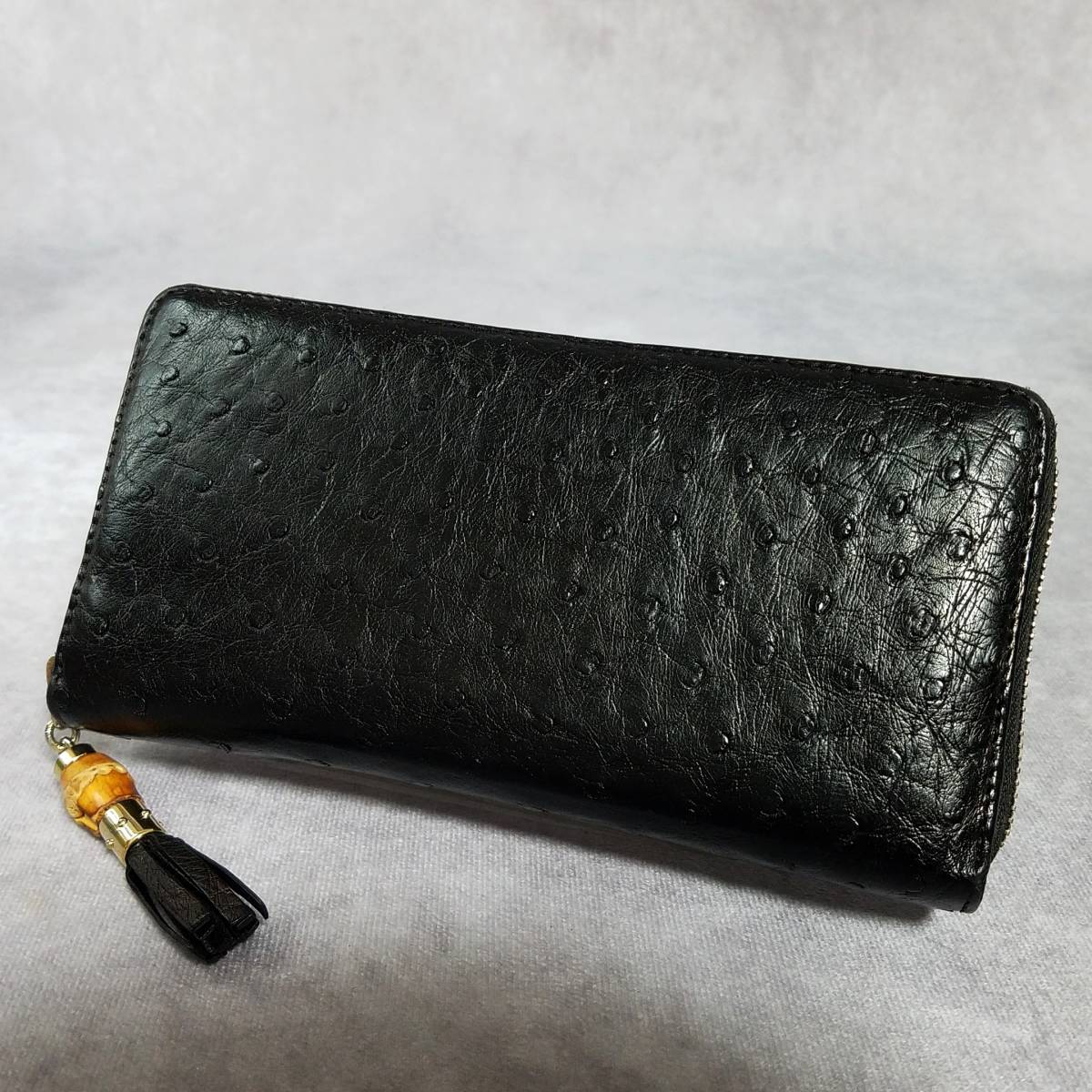良好】 GUCCI グッチ 最高級 バンブー タッセル オーストリッチ 本革