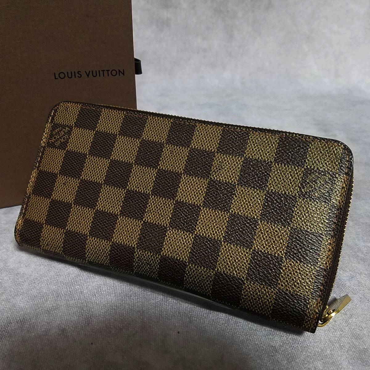 【良好】　LOUIS VUITTON　ルイヴィトン　正規品　本革 レザー　ダミエ　ジッピーウォレット　ラウンドファスナー長財布　N60015　B_画像1