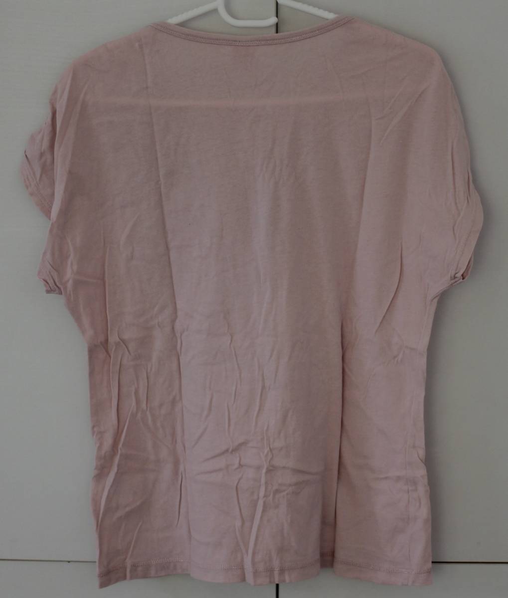 メゾピアノ 半袖Tシャツ Lサイズ 160cm ピンク リボン スパンコール 古着の画像3