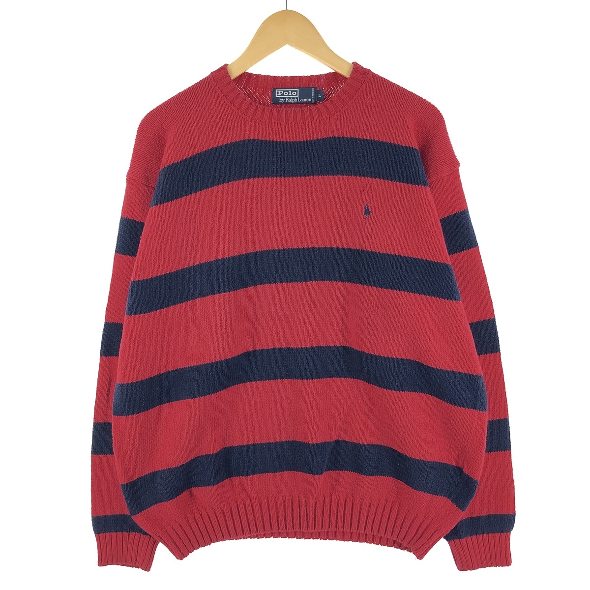 古着 ラルフローレン Ralph Lauren POLO by Ralph Lauren ボーダー柄 ニットセーター メンズXL /eaa367260