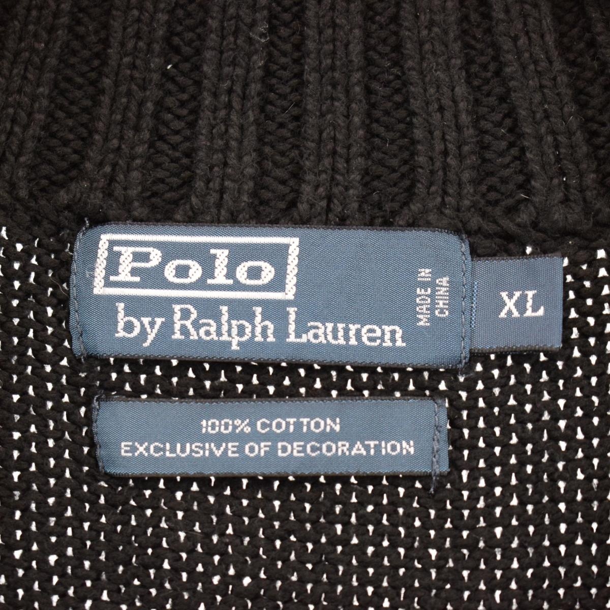 б/у одежда Ralph Lauren Ralph Lauren POLO by Ralph Lauren половина Zip хлопок вязаный свитер мужской XL /eaa344584