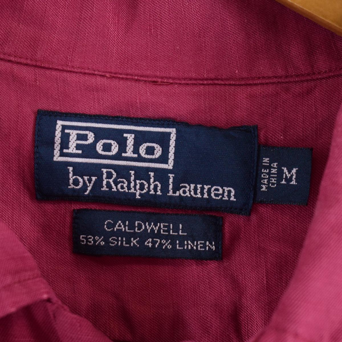 古着 ラルフローレン Ralph Lauren POLO by Ralph Lauren CALDWELL 半袖 オープンカラー シルクシャツ メンズL /eaa321982 【SS2309】_画像3