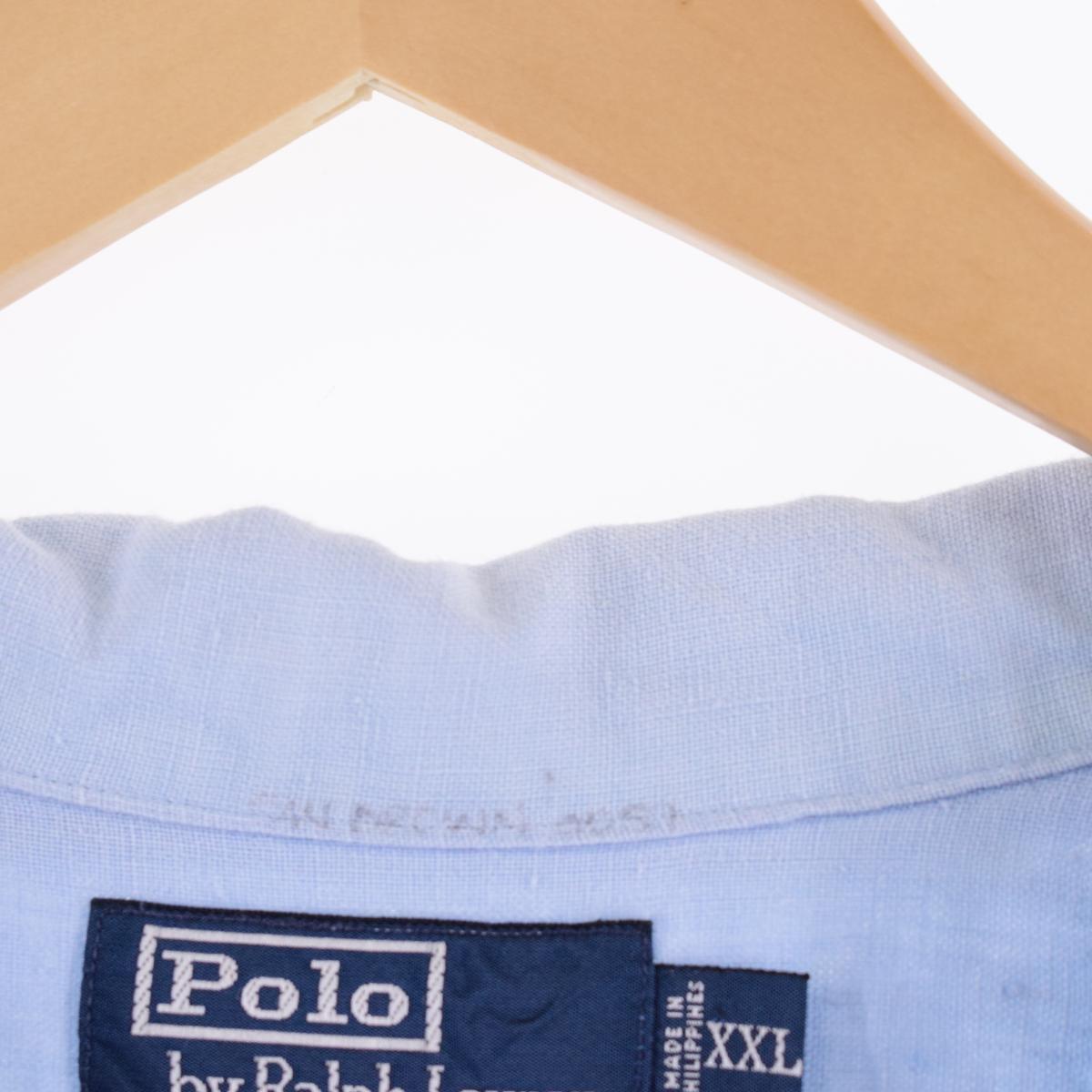 古着 ラルフローレン POLO by Ralph Lauren CALDWELL 半袖 オープンカラー リネンシャツ ボックスシャツ メンズXXL /eaa323746 【SS2309】_画像5