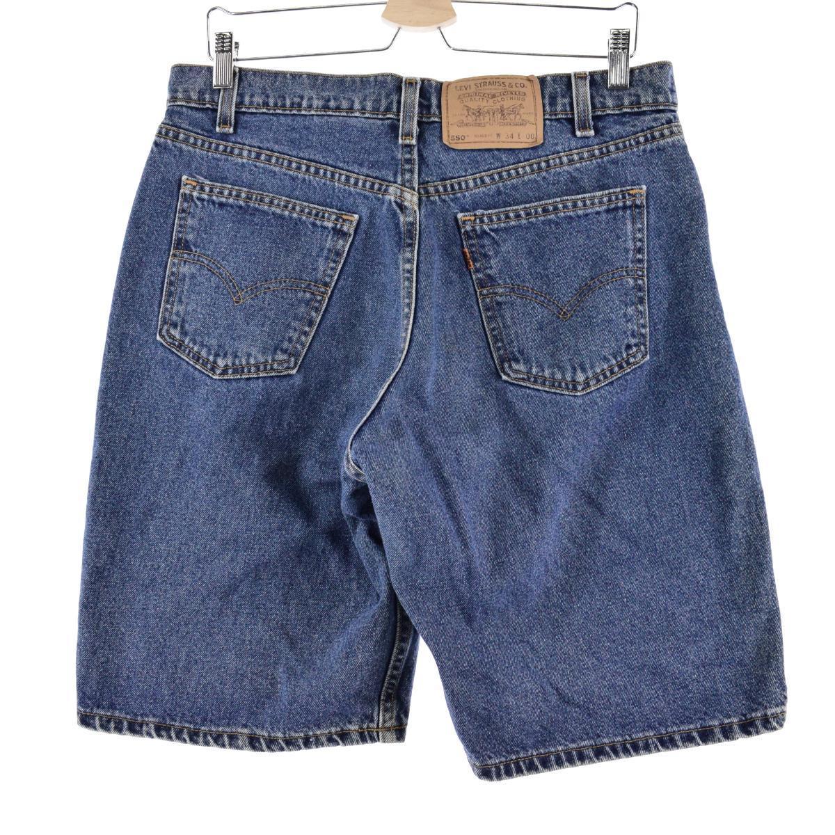 ☆ 00s USA製 古着 リーバイス550 ブラックバギーワイド デニムパンツ-