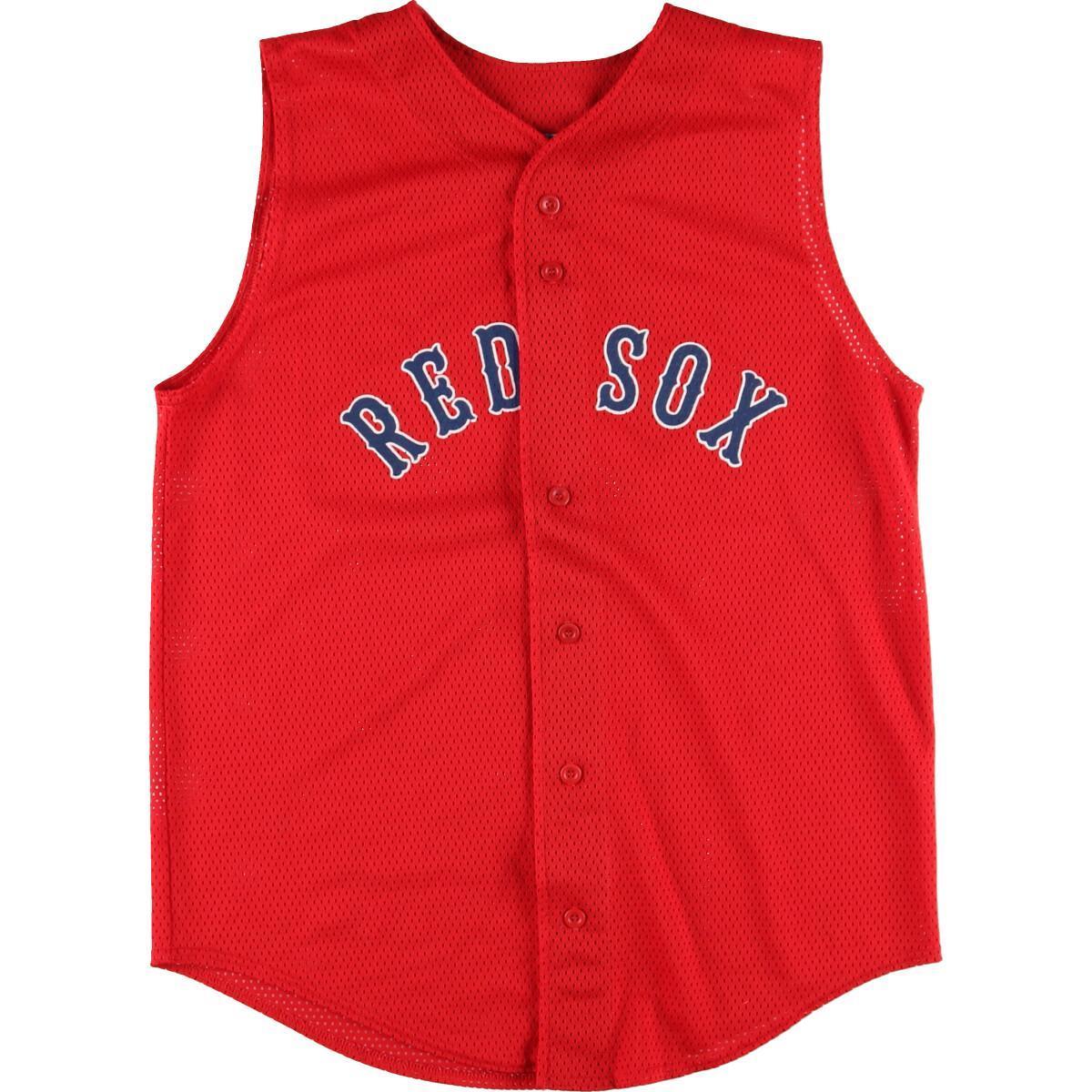 古着 TEAMWORK MLB BOSTON RED SOX ボストンレッドソックス ゲームシャツ ベースボールシャツ USA製 メンズXL /eaa327551 【SS2309】