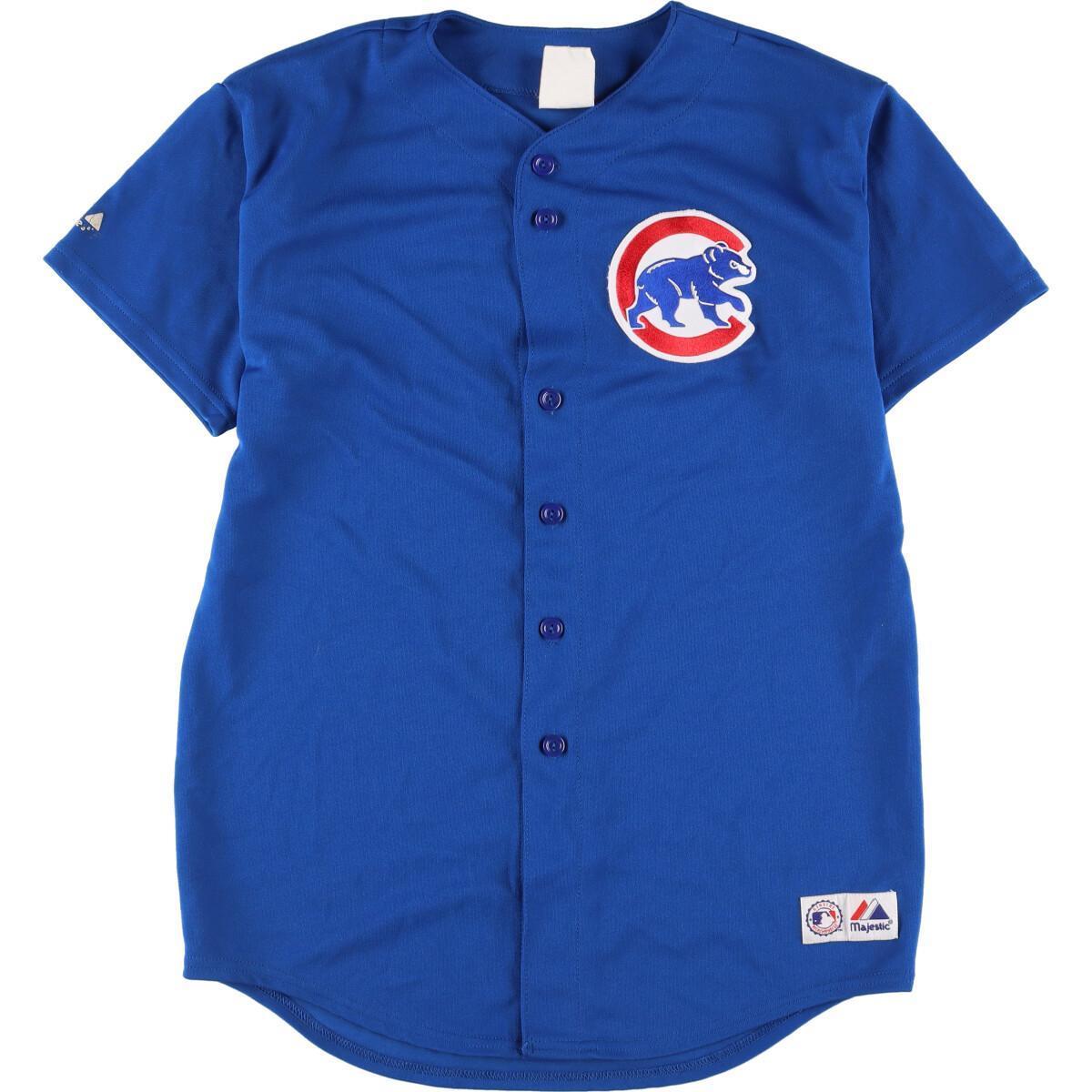 古着 マジェスティック majestic MLB CHICAGO CUBS シカゴカブス ゲームシャツ ベースボールシャツ USA製 メンズM /eaa326999 【SS2309】