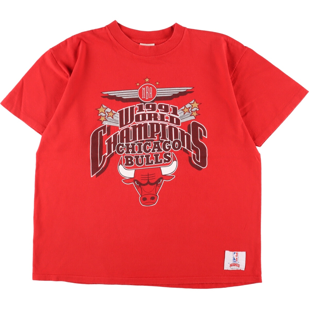 古着 90年代 NUTMEG NBA CHICAGOBULLS シカゴブルズ スポーツプリントTシャツ USA製 メンズXL ヴィンテージ /eaa337133 【SS2309】