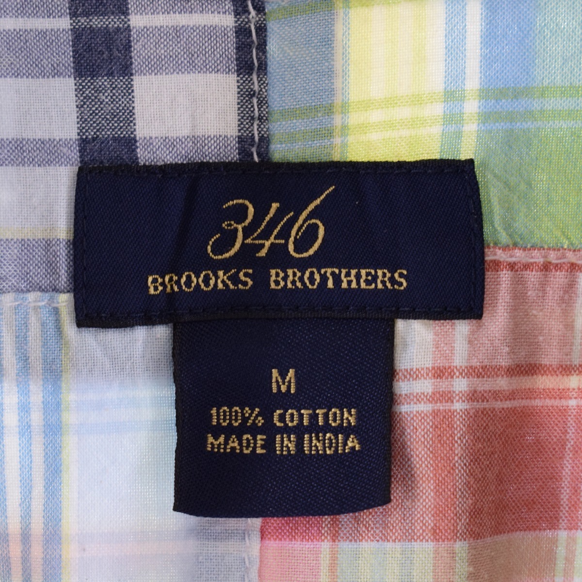 古着 ブルックスブラザーズ Brooks Brothers 346 パッチワーク 半袖 ボタンダウン チェックシャツ メンズL /eaa335704 【SS2309】_画像3