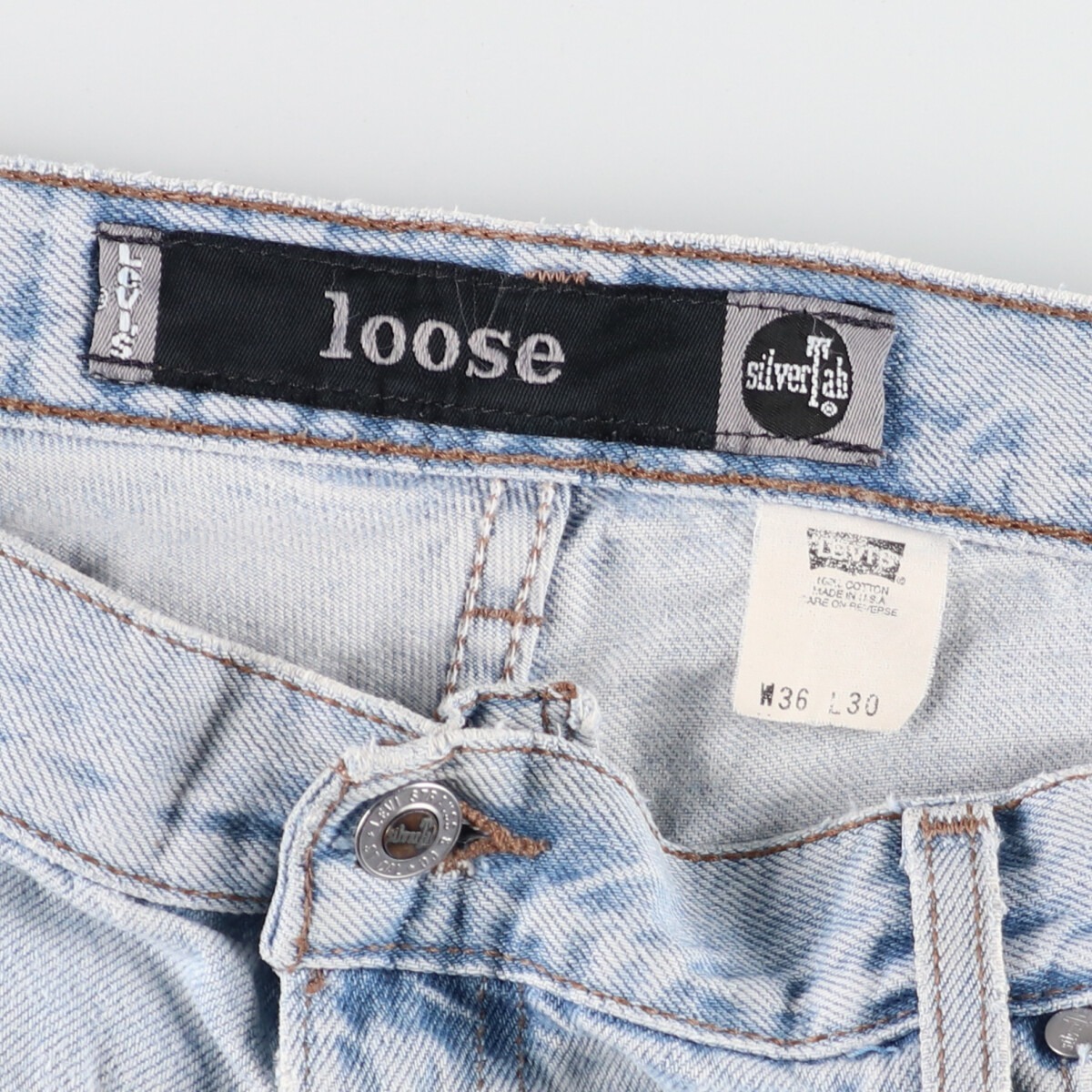 古着 90年代 リーバイス Levi's SILVER TAB シルバータブ LOOSE ルーズ ジーンズ デニムパンツ USA製 メンズw37 ヴィンテージ /eaa369263_画像3