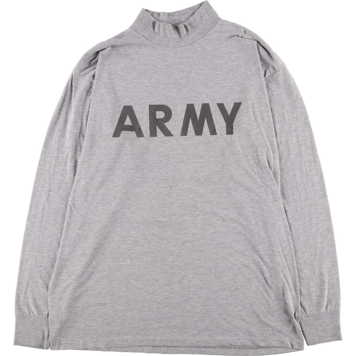 古着 10年納品 米軍実品 U.S.ARMY 両面プリント ハイネック ロングTシャツ ロンT USA製 LARGE メンズXL /eaa373692_画像1