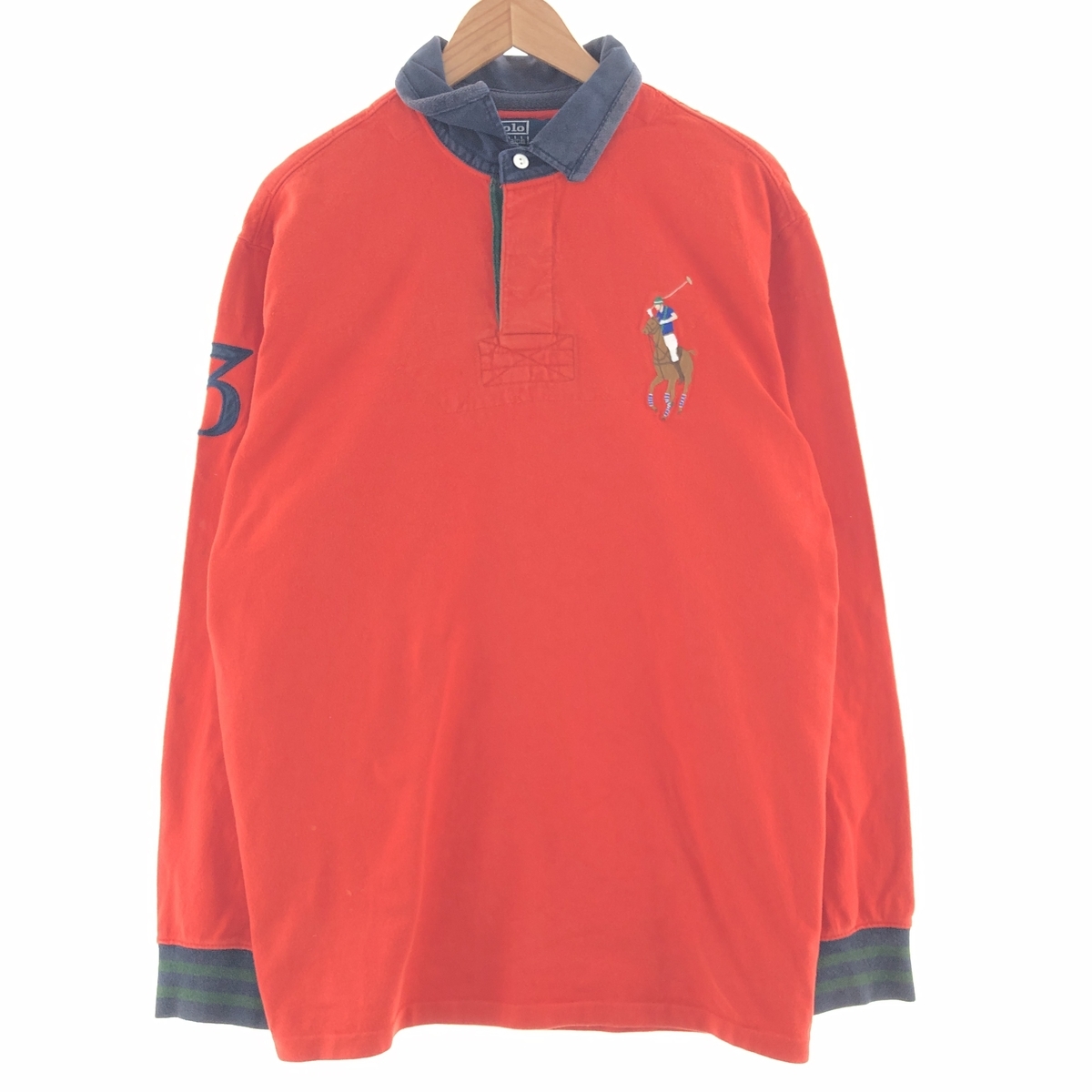 古着 ラルフローレン Ralph Lauren POLO by Ralph Lauren ミドルポニー ナンバリング 長袖 ラガーシャツ メンズXXL /taa001197_画像1