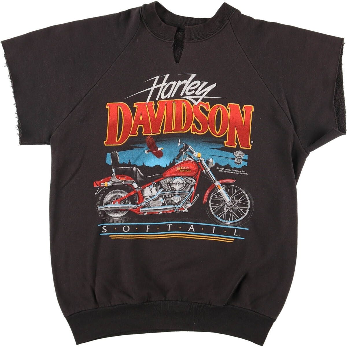 古着 80年代 ハーレーダビッドソン Harley-Davidson 袖カットオフ プリントスウェットシャツ トレーナー メンズM ヴィンテージ /eaa375612