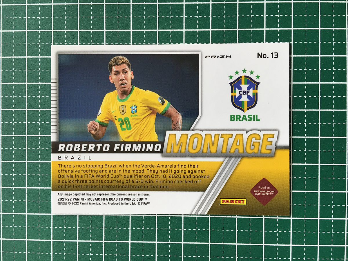 ★PANINI 2021-22 MOSAIC ROAD TO FIFA WORLD CUP #13 ROBERTO FIRMINO［BRAZIL］インサートカード「MONTAGE」パラレル版★_画像2