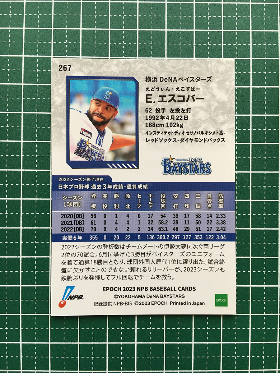 ★EPOCH 2023 NPB プロ野球カード #267 エドウィン・エスコバー［横浜DeNAベイスターズ］レギュラーパラレル「銀」★_画像2