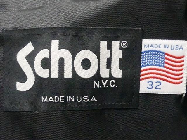 即決 米国製 Schott W32 レザーブッシュパンツ ショット メンズ 黒 本