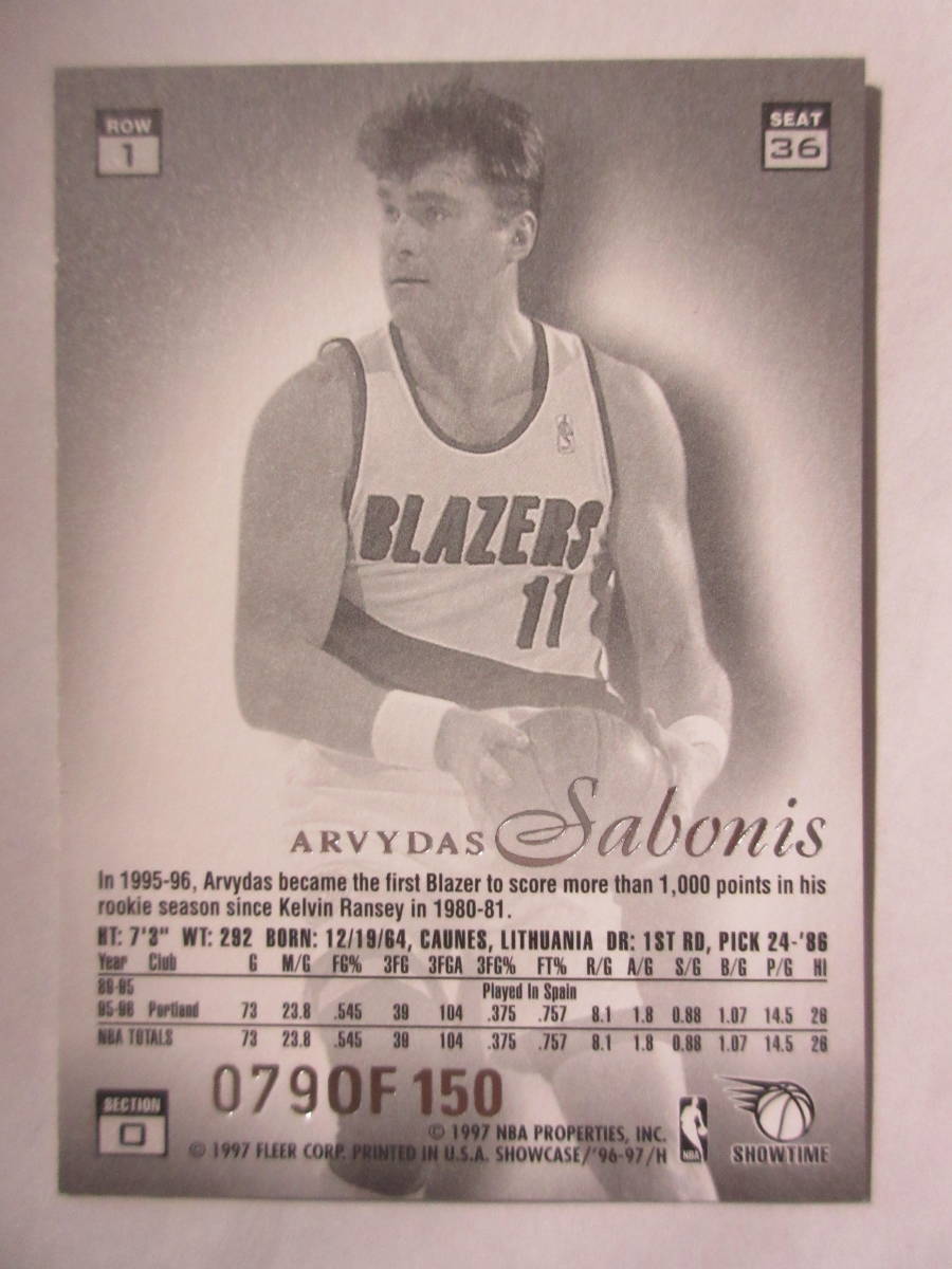 1996-97 Flair Showcase Legacy Collection Row1 #36 Arvydas Sabonis