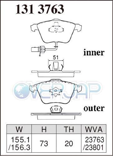 P1313763 / 1353914 DIXCEL プレミアム ブレーキパッド 1台分セット AUDI(アウディ) A4(B7) 8EBWEF 2007/1～2008/3 2.0 DTM_画像2