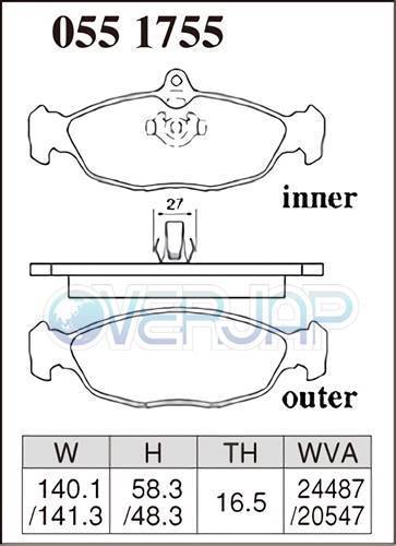 P0551755 DIXCEL Premium ブレーキパッド リヤ用 ジャガー/ダイムラー XJ12 (X300) JLSA 1994/10～1997/9 6.0 V12 車台No.720125～812255_画像2