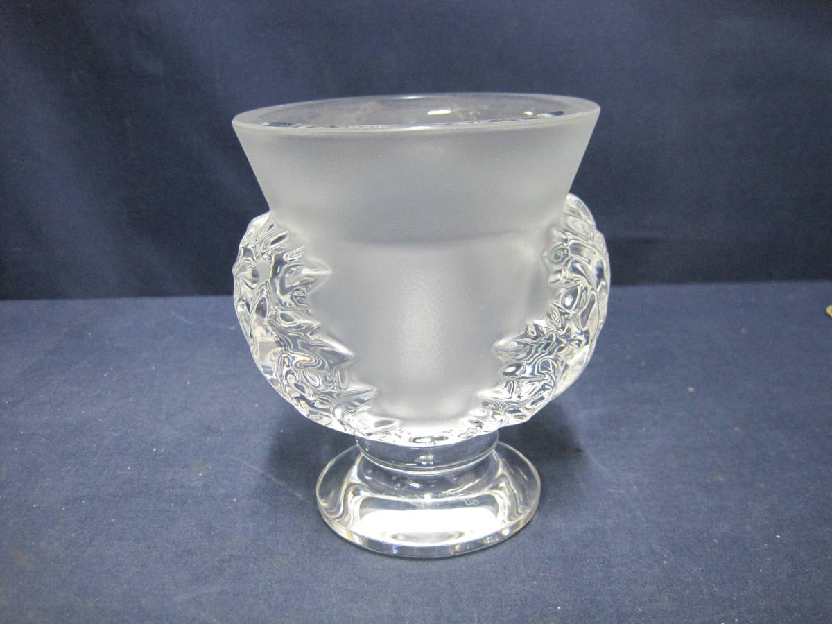 【D142】LALIQUE ラリック サンクルー フラワーベース 花瓶 SAINT CLOUD クリスタル フロストガラス