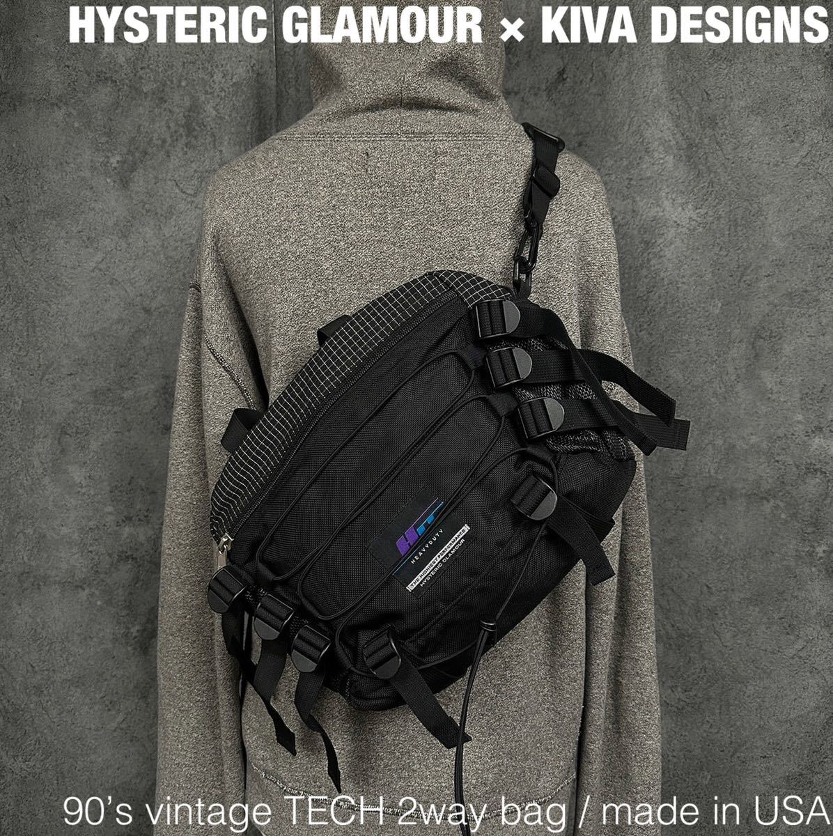 HYSTERIC GLAMOUR × KIVA DESIGNS 90s ビンテージ TECH 2way バッグ ヒステリックグラマー キバデザイン ボディバッグ ウエストバッグ