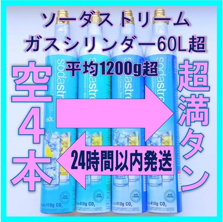24時間以内発送 交換 ソーダストリームガスシリンダー「空4本」⇔「超