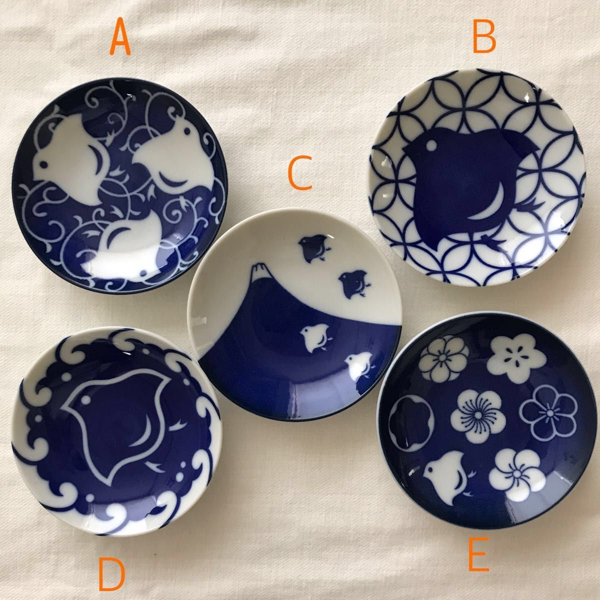 骨董 古陶 希少 まひこ 舞子焼 千鳥型 豆皿 小皿 茶道具 1客限り 5枚揃】美濃焼の人気小皿 千鳥 ちどり 柄は選べます 豆皿 お祝い