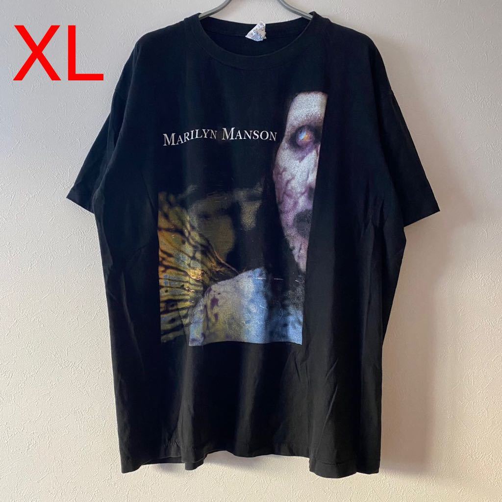 レア 古着 Vintage 90s Marilyn Manson Antichrist Superstar Tee XL Black Band Rap マリリンマンソン Tシャツ バンドT ラップT 1996