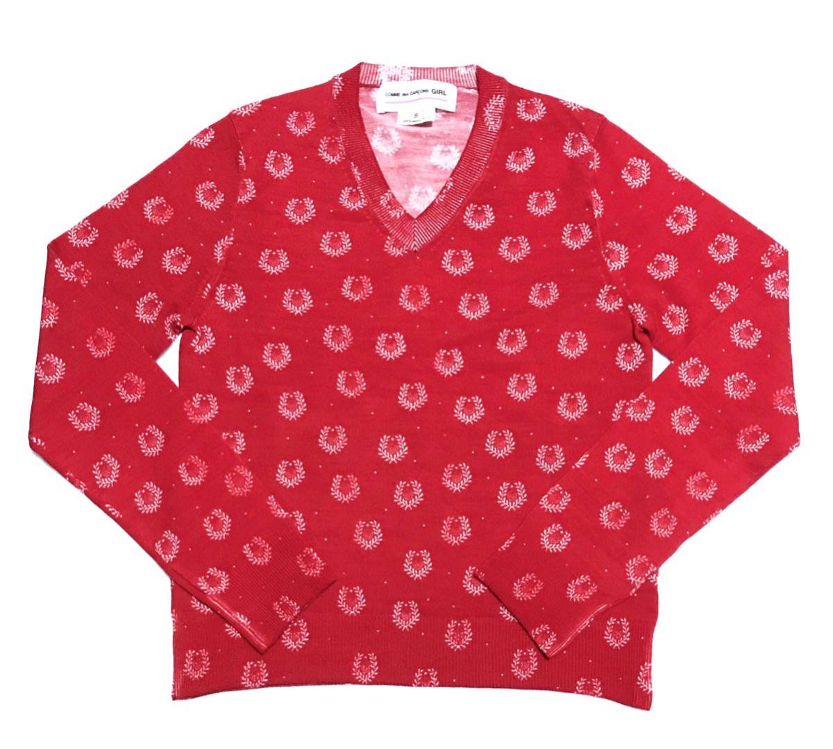 COMME des GARCONS GIRL Vネック ハイゲージ ニット S 定価38,880円 コムデギャルソンガール_画像1