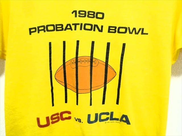 1980年 ビンテージ PROBATION BOWL フットボール Tシャツ 半袖 USC vs. UCLA アメフト L 黄色 USA製 PAC5 スクリーンスターズ製 男女兼古着_画像4