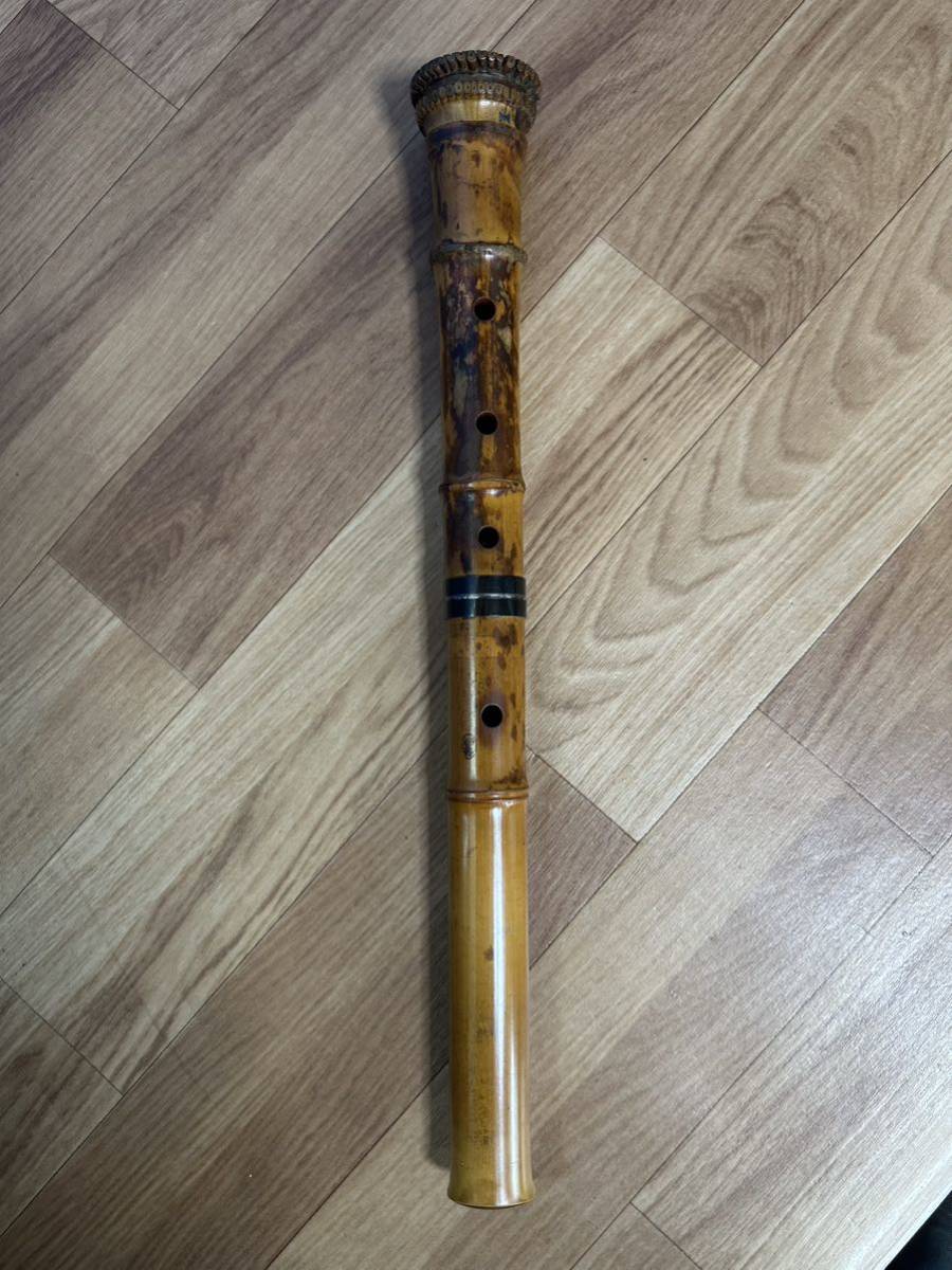 [Текущий предмет] [Отличная музыка] Японский музыкальный инструмент бамбук Материал Шакухачи. Надпись 54,5 см