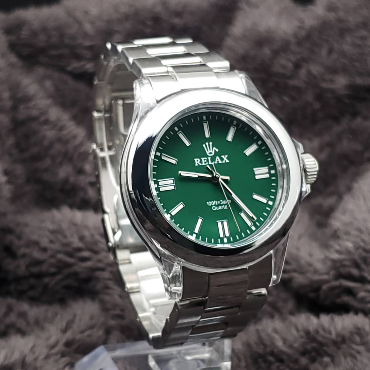 【即決特価】G リラックス 王冠ロゴ OP32-S カスタム腕時計 オールスターパーペチュアル 遊び心があり魅力的モデル グリーン文字盤