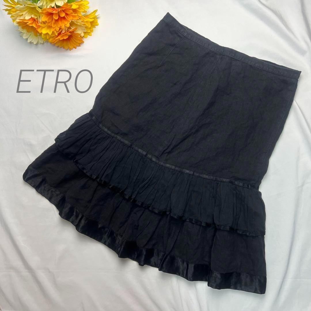 ETRO エトロ スカート ブラック 40フレア ひざ丈_画像1