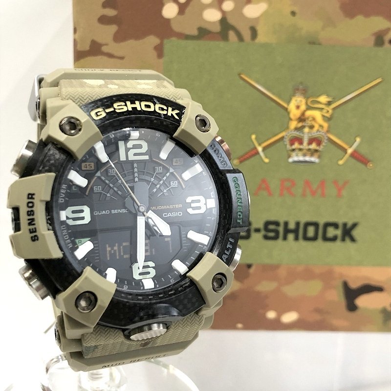 イギリス陸軍 BRITISH ARMY コラボ！カシオ G-SHOCK マッドマスター クオーツ腕時計 GG-B100BA-1AJR グリーンカモ カーボン 質セブン