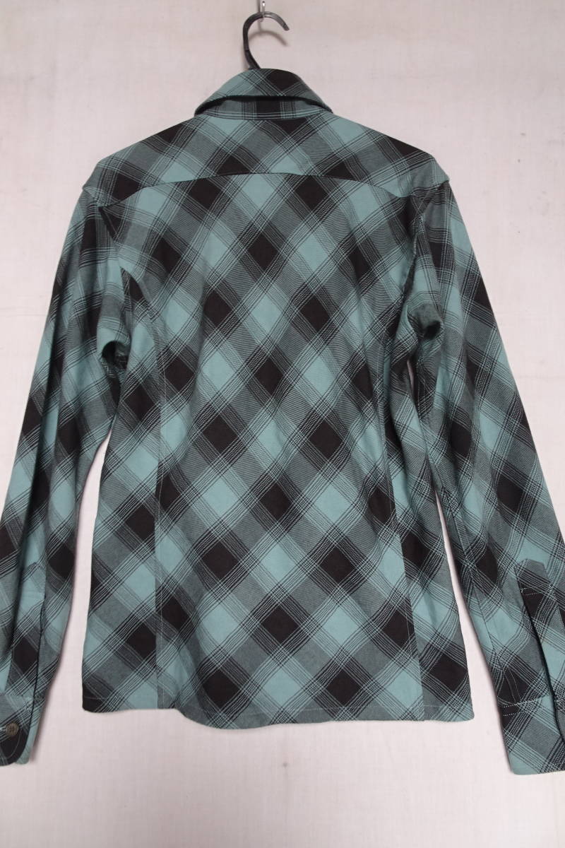 ABAHOUSE/ Abahouse / long sleeve shirt jacket / light outer / diamond pattern check / nappy material / sombreness emerald / black / free size (9/22R5)