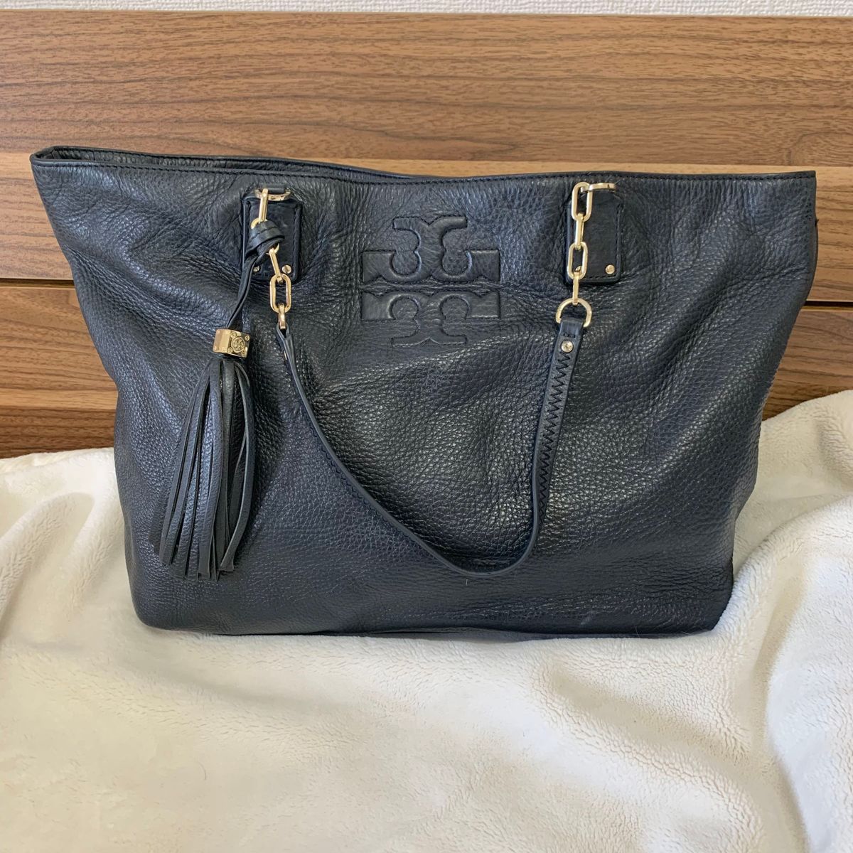 TORY BURCH】トリーバーチ トートバッグ レザー ブラック タッセル
