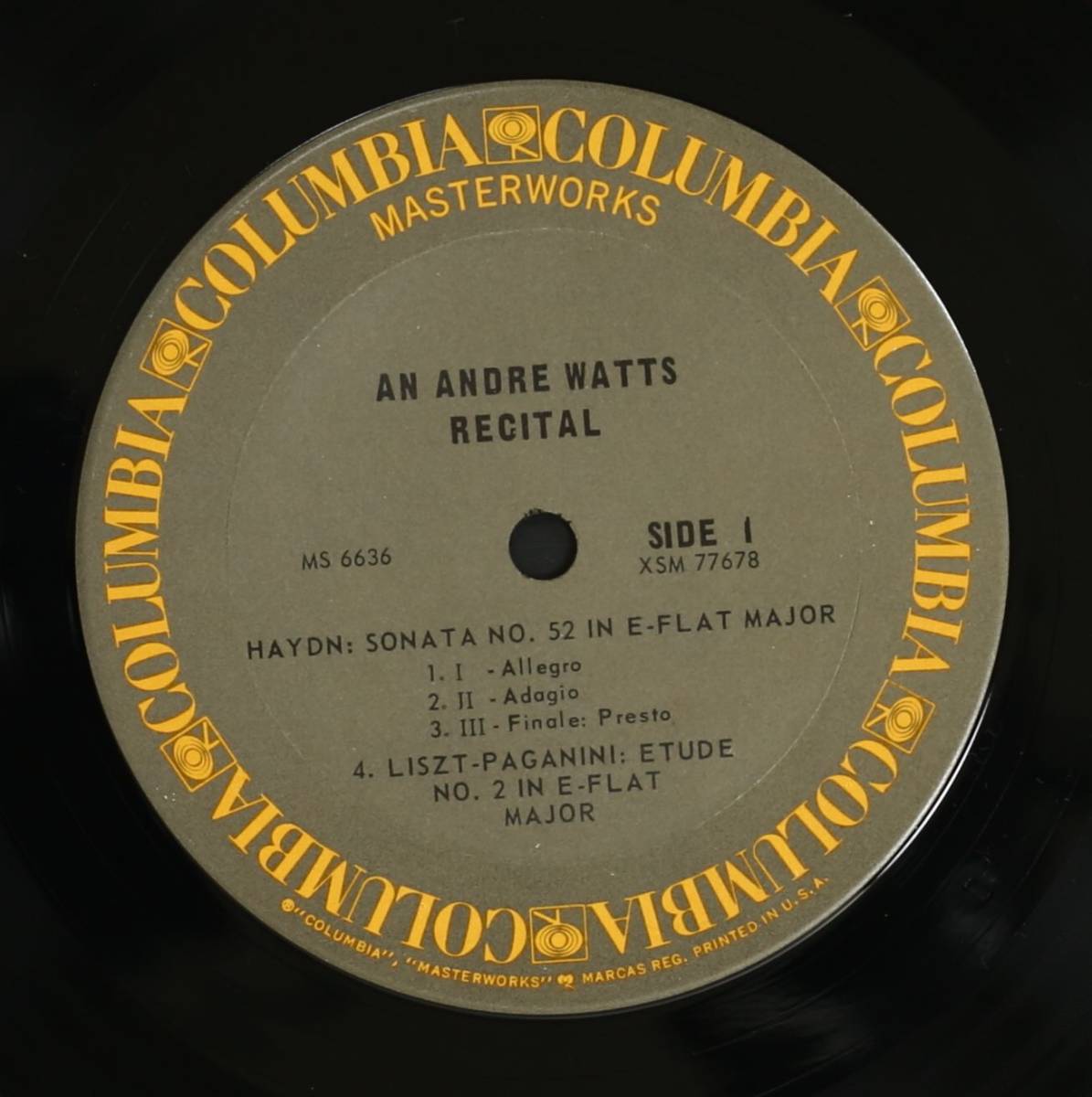 【US盤LP】アンドレ・ワッツ/リサイタル(並良品,1964,STEREO,Andre Watts)の画像3