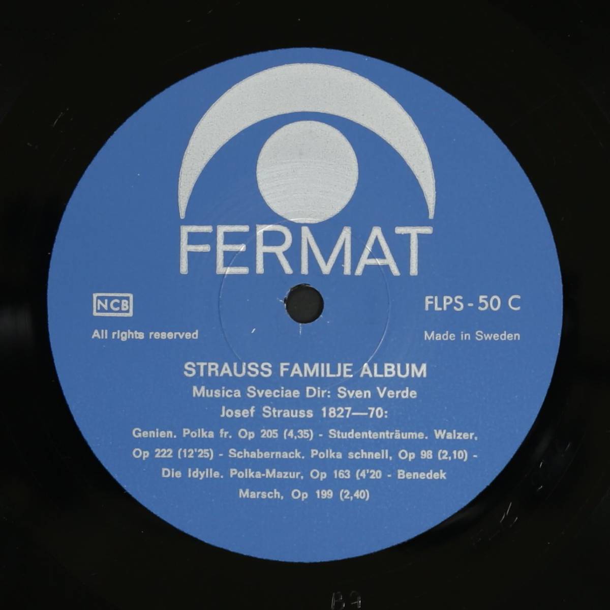 【スウェーデン盤LP】スヴェン・ヴェルデ/シュトラウス一族作品集(並良品,2枚組,1982,Fermat)_画像6