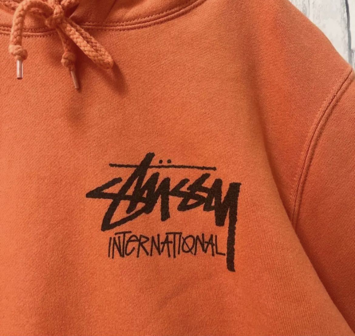 stussy Stussy long sleeve Parker sweat pull over te Caro go size S orange f-ti reverse side nappy free shipping 