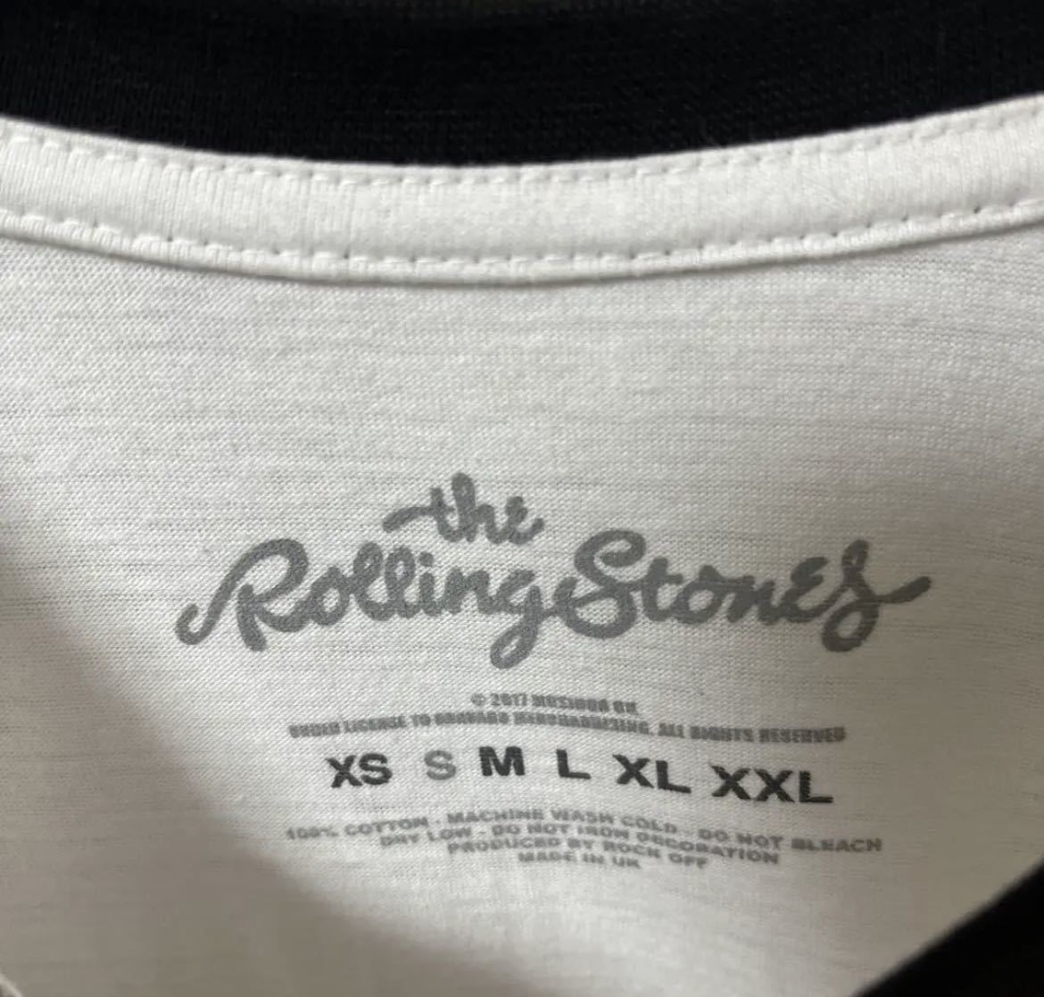 THE ROLLING STONES ローリングストーンズ 半袖 ラグランTシャツ ビッグロゴ バンドTシャツ バンT S ホワイト リンガー コピーライト_画像6