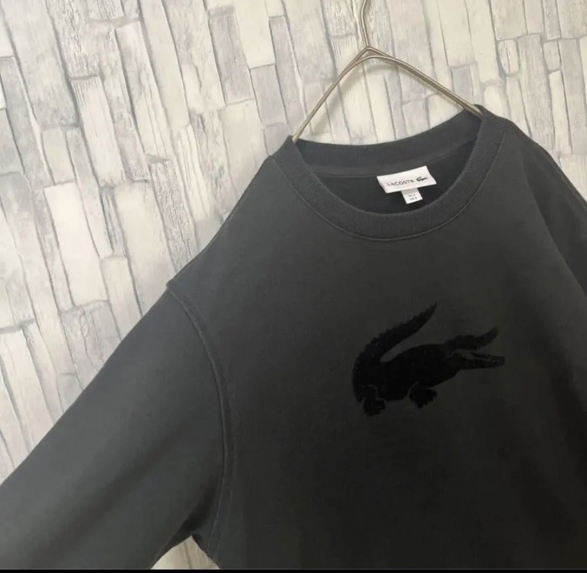 LACOSTE ラコステ トレーナー スウェット サイズL デカロゴ ビッグロゴ ブラック 長袖 送料無料